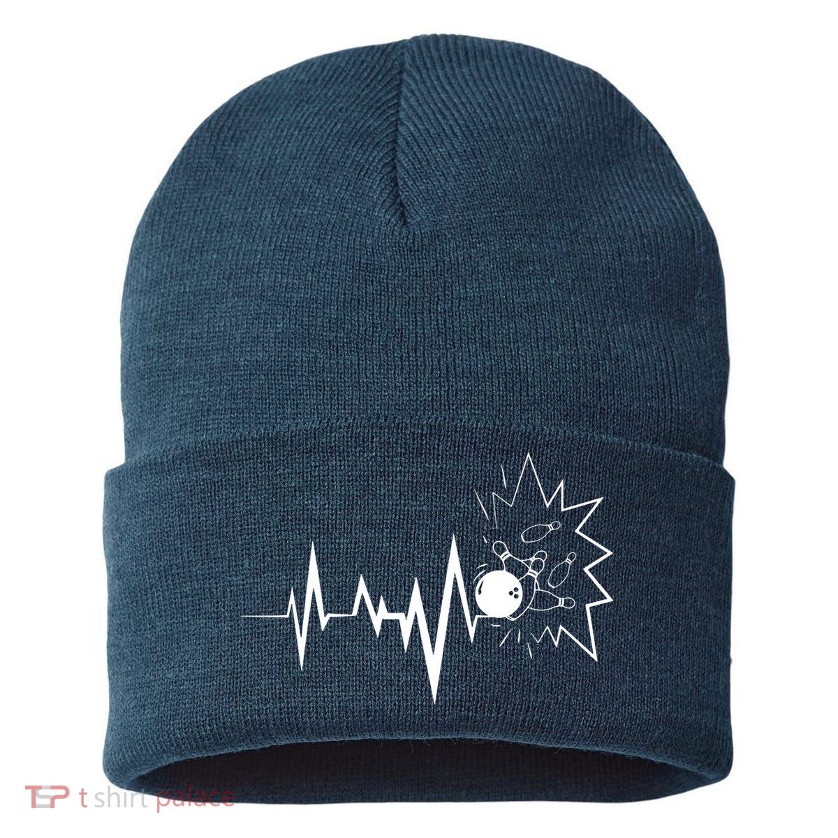 Bowling Heartbeat For Bowling Lovers And Players Sustainable Knit Beanie