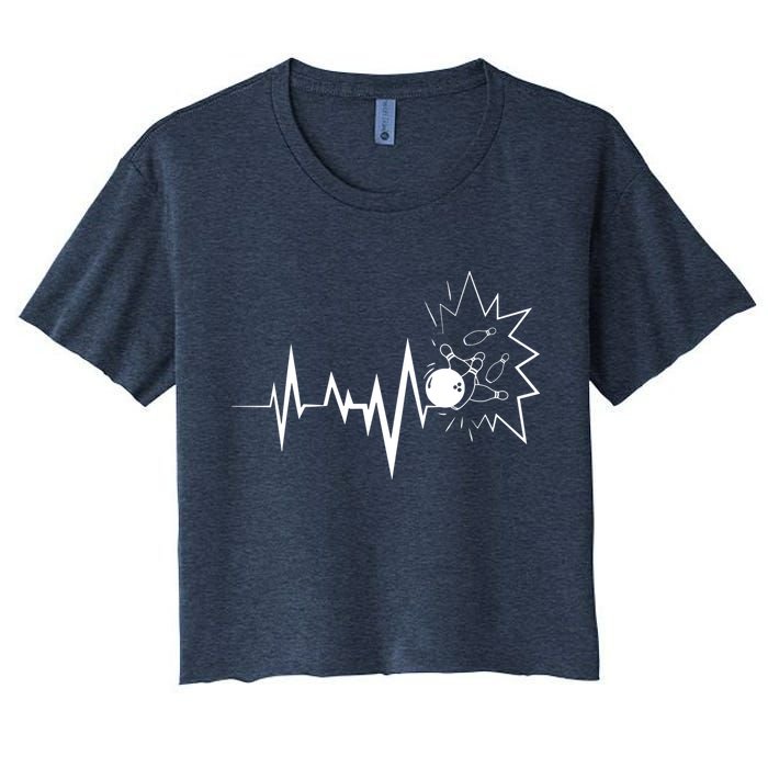 Bowling Heartbeat For Bowling Lovers And Players Women's Crop Top Tee