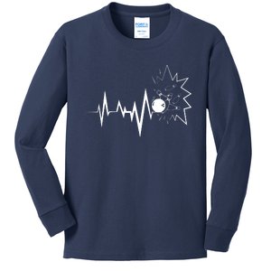 Bowling Heartbeat For Bowling Lovers And Players Kids Long Sleeve Shirt