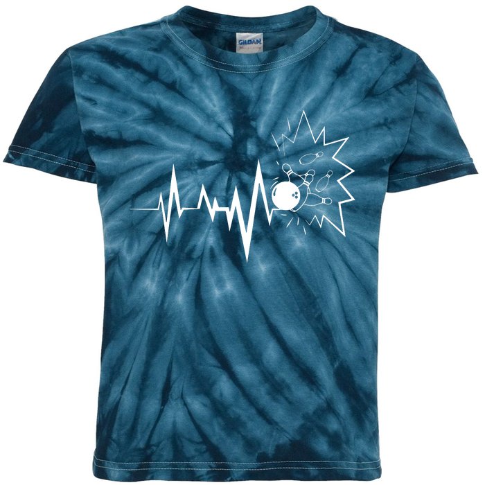 Bowling Heartbeat For Bowling Lovers And Players Kids Tie-Dye T-Shirt