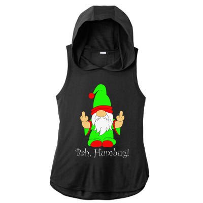 Bah Humbug Funny Grumpy Christmas Scrooge Gnome Ladies PosiCharge Tri-Blend Wicking Draft Hoodie Tank