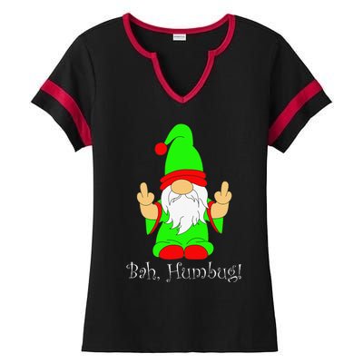 Bah Humbug Funny Grumpy Christmas Scrooge Gnome Ladies Halftime Notch Neck Tee