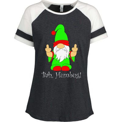 Bah Humbug Funny Grumpy Christmas Scrooge Gnome Enza Ladies Jersey Colorblock Tee