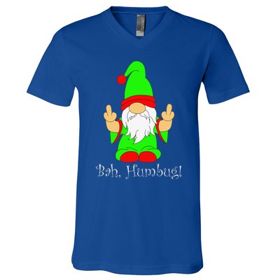 Bah Humbug Funny Grumpy Christmas Scrooge Gnome V-Neck T-Shirt