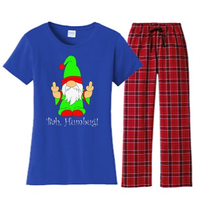 Bah Humbug Funny Grumpy Christmas Scrooge Gnome Women's Flannel Pajama Set