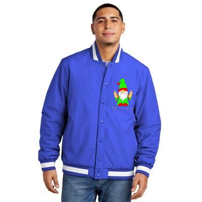 Bah Humbug Funny Grumpy Christmas Scrooge Gnome Insulated Varsity Jacket