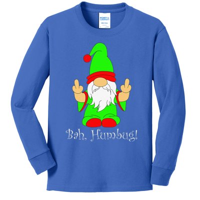 Bah Humbug Funny Grumpy Christmas Scrooge Gnome Kids Long Sleeve Shirt