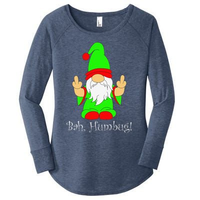 Bah Humbug Funny Grumpy Christmas Scrooge Gnome Women's Perfect Tri Tunic Long Sleeve Shirt