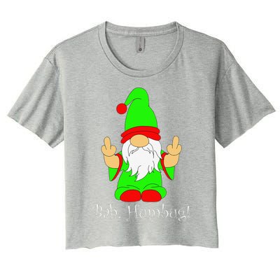 Bah Humbug Funny Grumpy Christmas Scrooge Gnome Women's Crop Top Tee