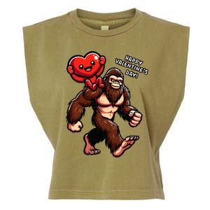 Bigfoot Heart Funny Sasquatch Valentines Day Garment-Dyed Women's Muscle Tee