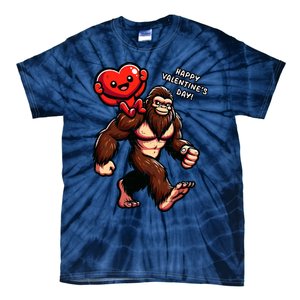 Bigfoot Heart Funny Sasquatch Valentines Day Tie-Dye T-Shirt