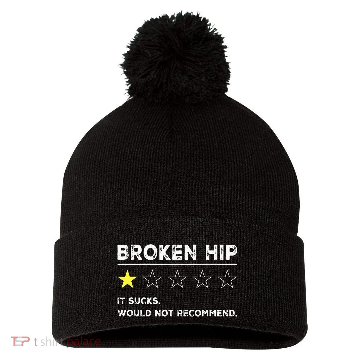Broken Hip Funny Injury Recovery Get Well Soon Pom Pom 12in Knit Beanie
