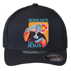 Bong Hits For Jesus I Funny THC Marijuana Stoner Gift Flexfit Unipanel Trucker Cap