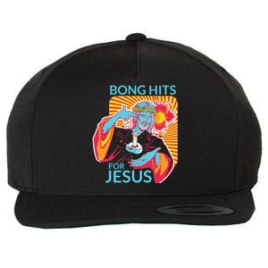 Bong Hits For Jesus I Funny THC Marijuana Stoner Gift Wool Snapback Cap