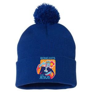 Bong Hits For Jesus I Funny THC Marijuana Stoner Gift Pom Pom 12in Knit Beanie