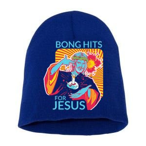 Bong Hits For Jesus I Funny THC Marijuana Stoner Gift Short Acrylic Beanie