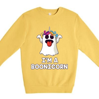 Boonicorn Halloween Funny Gift Funny Unicorn Boo Ghost Gift Premium Crewneck Sweatshirt