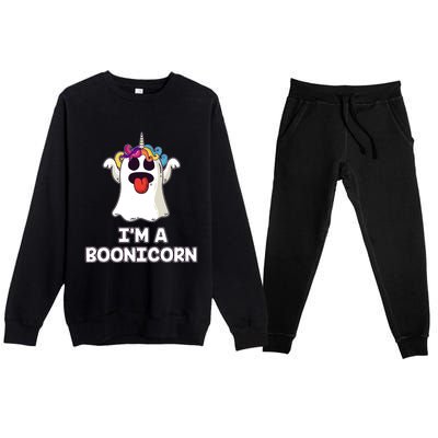 Boonicorn Halloween Funny Gift Funny Unicorn Boo Ghost Gift Premium Crewneck Sweatsuit Set