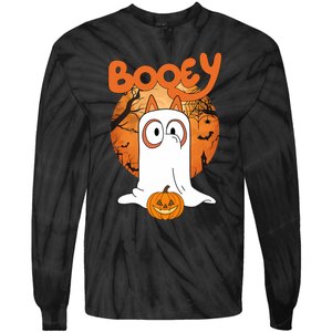 Booey Halloween Funny Spooky Season Blue Heeler Tie-Dye Long Sleeve Shirt