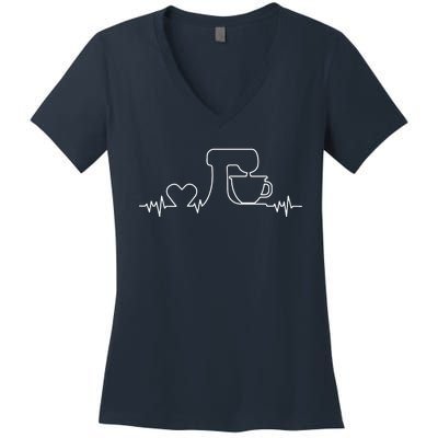 Baking Heartbeat Funny Pastry Baker Baking Gift Women's V-Neck T-Shirt