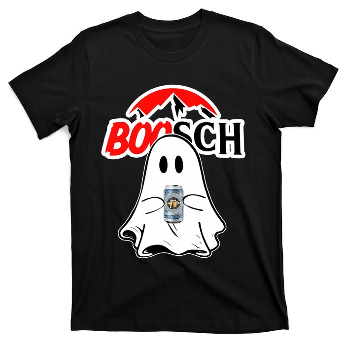 Booschbeer Halloween Funny Ghost Drinking Beer T-Shirt