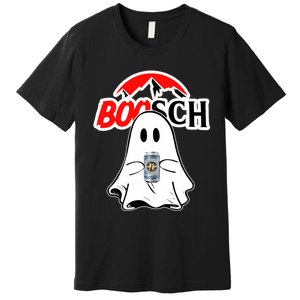 Booschbeer Halloween Funny Ghost Drinking Beer Premium T-Shirt