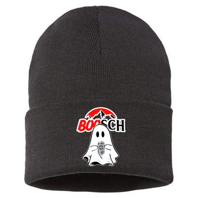 Booschbeer Halloween Funny Ghost Drinking Beer Sustainable Knit Beanie