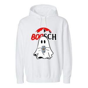 Booschbeer Halloween Funny Ghost Drinking Beer Garment-Dyed Fleece Hoodie