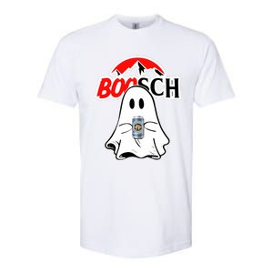 Booschbeer Halloween Funny Ghost Drinking Beer Softstyle CVC T-Shirt