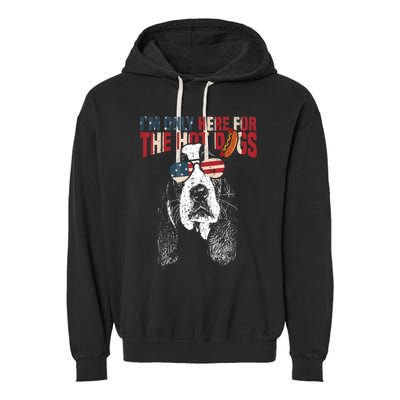 Basset Hound Funny 4th Of July Pup Garment-Dyed Fleece Hoodie