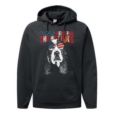 Basset Hound Funny 4th Of July Pup Performance Fleece Hoodie