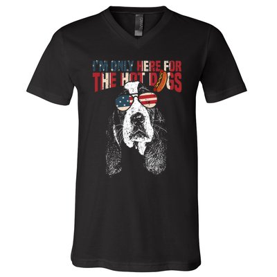 Basset Hound Funny 4th Of July Pup V-Neck T-Shirt