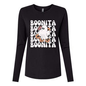 Boonita Halloween Ghost Floral Butterfly Boo Womens Cotton Relaxed Long Sleeve T-Shirt