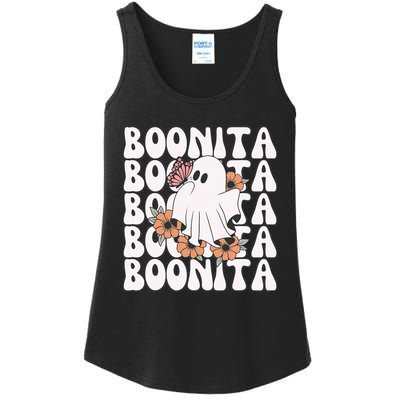 Boonita Halloween Ghost Floral Butterfly Boo Ladies Essential Tank