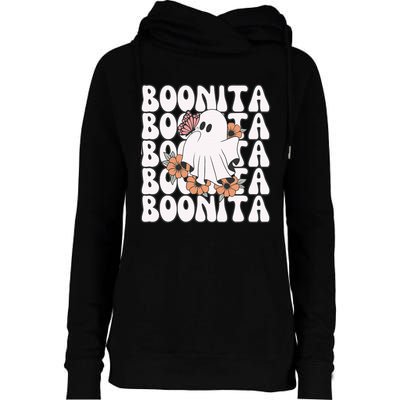 Boonita Halloween Ghost Floral Butterfly Boo Womens Funnel Neck Pullover Hood