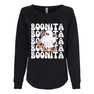 Boonita Halloween Ghost Floral Butterfly Boo Womens California Wash Sweatshirt