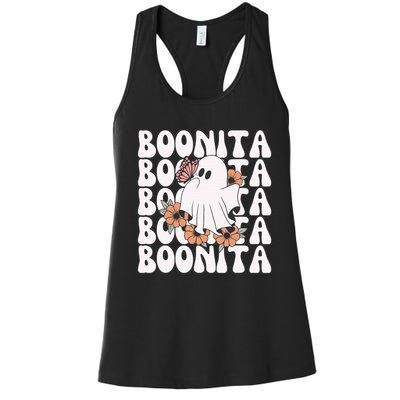 Boonita Halloween Ghost Floral Butterfly Boo Women's Racerback Tank