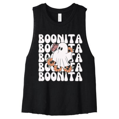 Boonita Halloween Ghost Floral Butterfly Boo Women's Racerback Cropped Tank