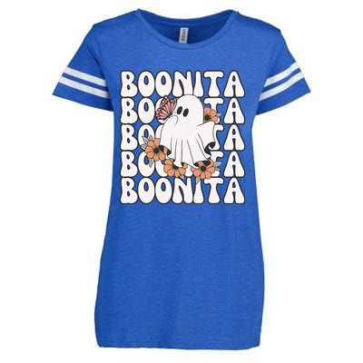 Boonita Halloween Ghost Floral Butterfly Boo Enza Ladies Jersey Football T-Shirt