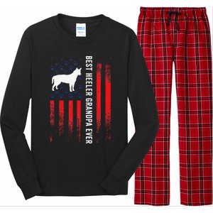 Best Heeler Grandpa American Flag Australian Cattle Dog Dad Long Sleeve Pajama Set