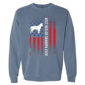 Best Heeler Grandpa American Flag Australian Cattle Dog Dad Garment-Dyed Sweatshirt