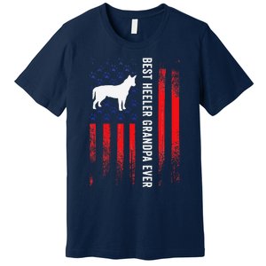 Best Heeler Grandpa American Flag Australian Cattle Dog Dad Premium T-Shirt