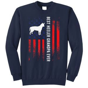 Best Heeler Grandpa American Flag Australian Cattle Dog Dad Tall Sweatshirt