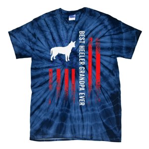 Best Heeler Grandpa American Flag Australian Cattle Dog Dad Tie-Dye T-Shirt