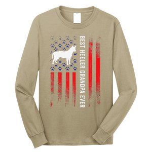 Best Heeler Grandpa American Flag Australian Cattle Dog Dad Long Sleeve Shirt