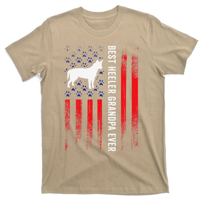 Best Heeler Grandpa American Flag Australian Cattle Dog Dad T-Shirt