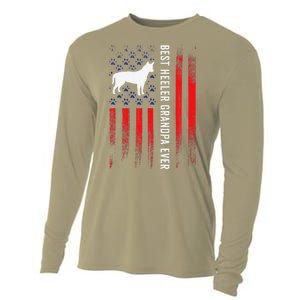 Best Heeler Grandpa American Flag Australian Cattle Dog Dad Cooling Performance Long Sleeve Crew