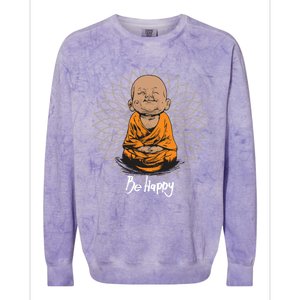 Be Happy Gift Heavily Meditated Gift Buddha Yoga Gift New Gift Colorblast Crewneck Sweatshirt