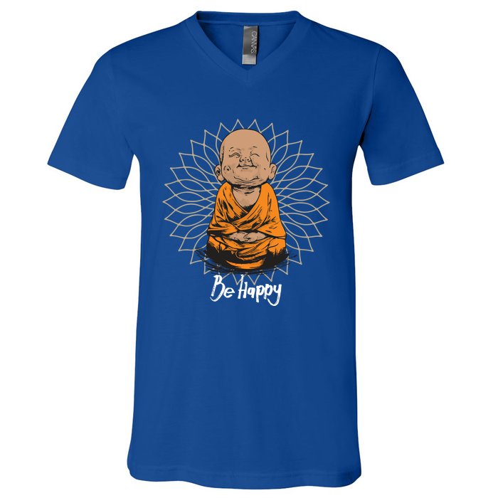 Be Happy Gift Heavily Meditated Gift Buddha Yoga Gift New Gift V-Neck T-Shirt