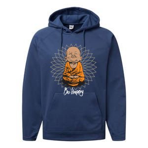 Be Happy Gift Heavily Meditated Gift Buddha Yoga Gift New Gift Performance Fleece Hoodie